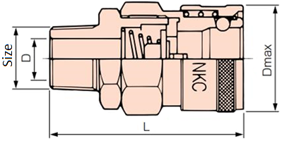 Khớp Nối Nhanh Bi Cái - Ren Ngoài NKC NL-22SM-SUS 304 (1/4Inch) Ren Ngoài 13_drawing