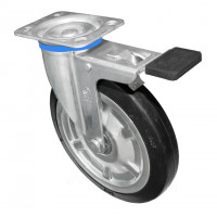 Càng bánh xe di động kiểu R cao su đen Phong Thạnh đường kính 100mm đế có khóa R100T