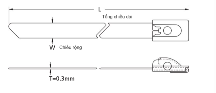 Dây Rút Inox SS316 KST 680 x 12 mm STB-680L (25 Sợi/Bịch)_drawing