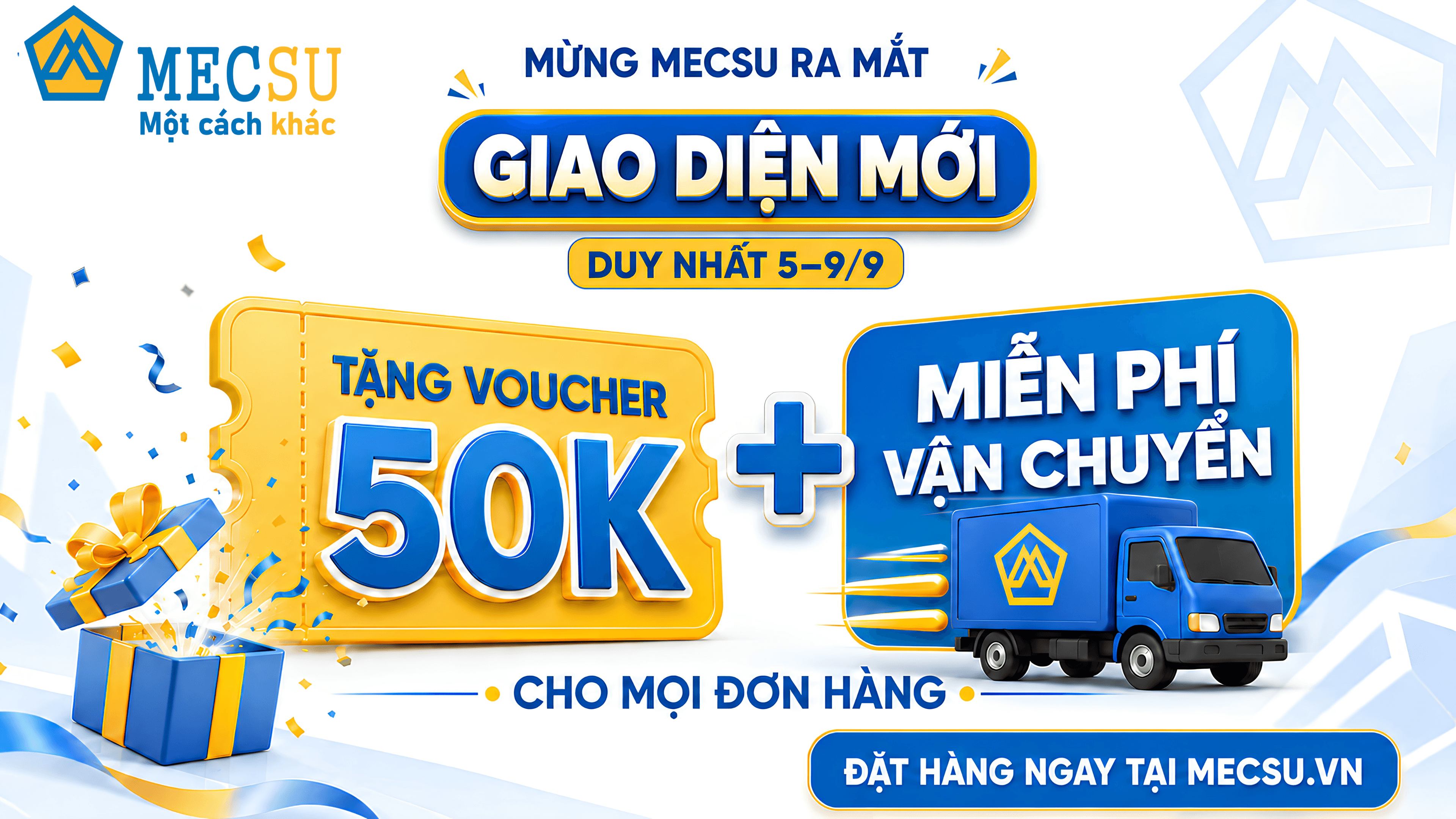 Ưu đãi ra mắt giao diện Mecsu với voucher 50K và miễn phí vận chuyển