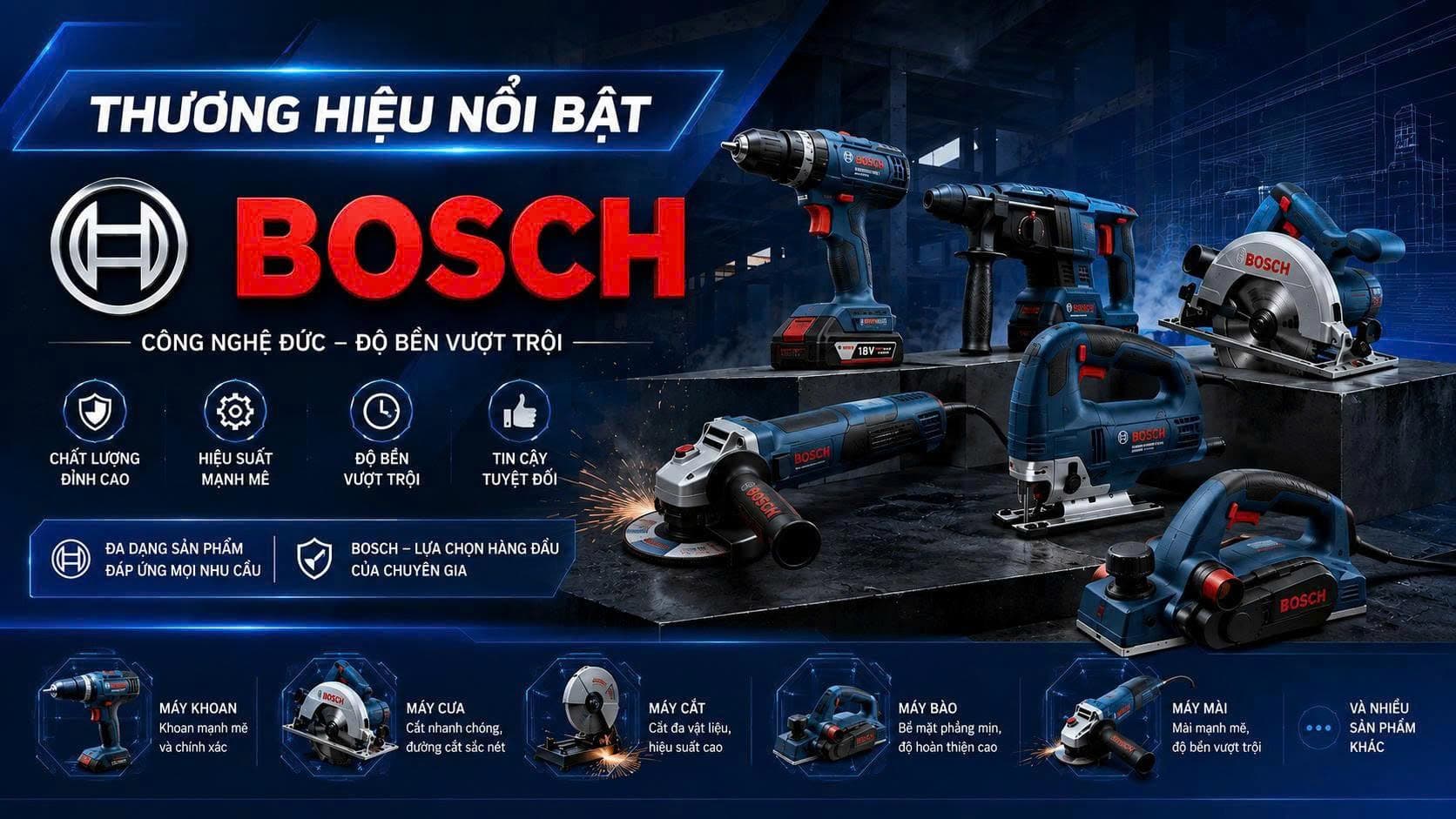 Thương hiệu Bosch với dụng cụ điện chuyên nghiệp