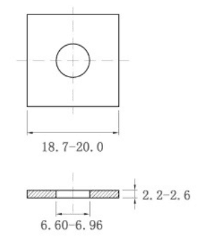 Bản vẽ kỹ thuật Lông Đền Vuông Inox 304 DIN436 M6