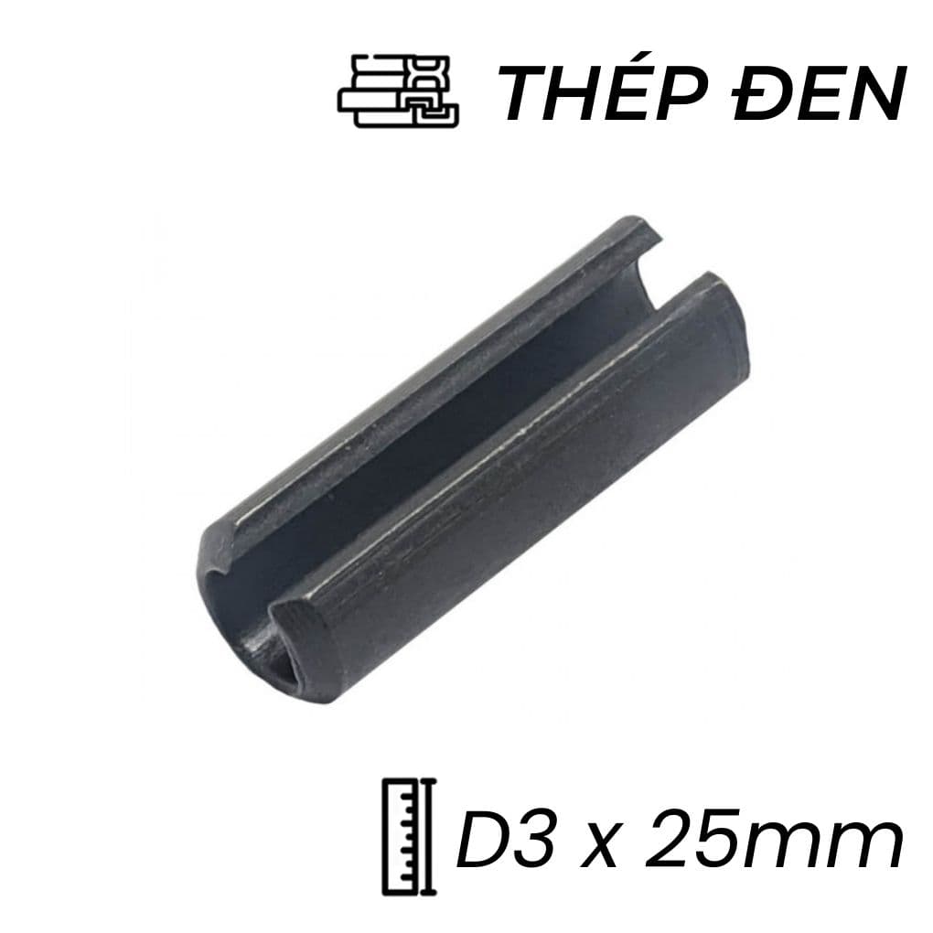 Chốt Ống DIN1481 Thép 65Mn Đen D3x25mm (100Cái/Bịch)