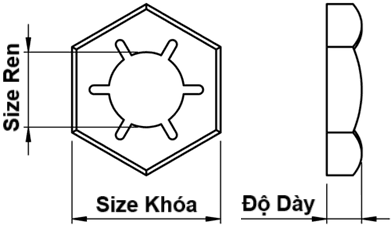 Bản vẽ kỹ thuật Tán Khóa Thép Đen 65Mn DIN7967 M6