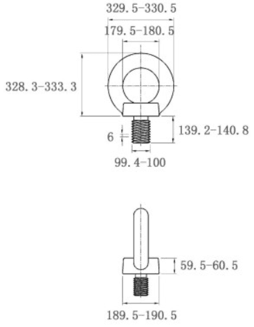 Bản vẽ kỹ thuật Bulong Vòng Thép Mạ Kẽm DIN580 M100x140