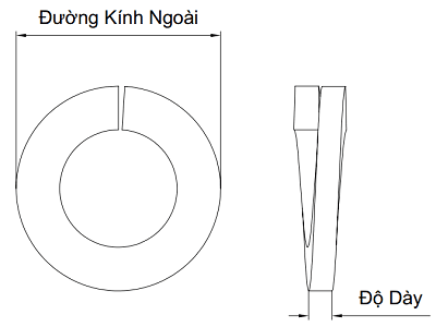 Bản vẽ kỹ thuật Lông Đền Vênh B18.21.1 Inox 304 Hệ Inch 3/8