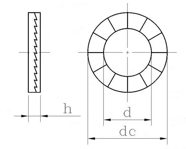Bản vẽ kỹ thuật Lông đền khóa thép đen cho rãnh then M45