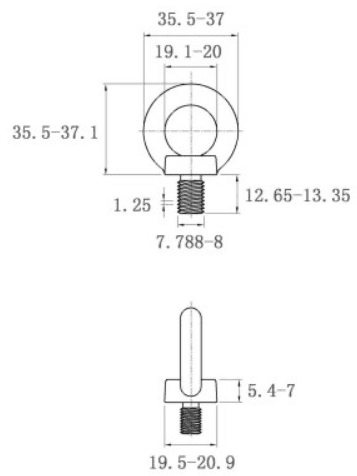 Bản vẽ kỹ thuật Bulong Vòng Thép Mạ Kẽm DIN580 M8x13