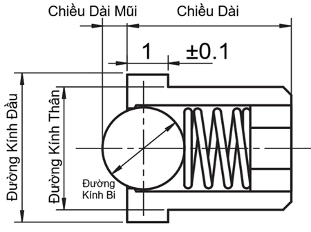 Bản vẽ kỹ thuật Vít Nhún Định Vị, Thân Inox PFSSN2
