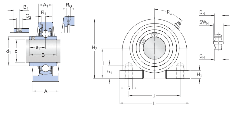 Bản vẽ kỹ thuật Gối Đỡ Vòng Bi SKF UCPA 204
