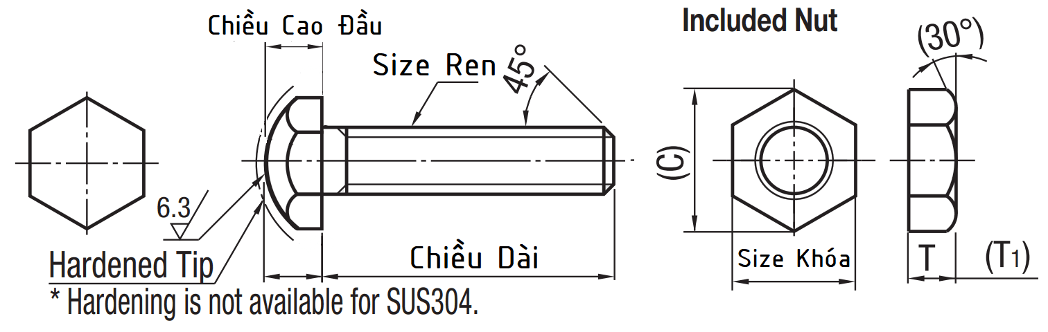 Bản vẽ kỹ thuật Locating Bolts Round Head Fine M4x10 STCB4-10