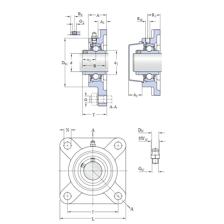 Bản vẽ kỹ thuật Gối Đỡ Vòng Bi SKF UCF 207-20