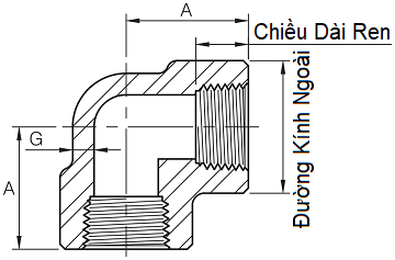 Bản vẽ kỹ thuật Co 90 Độ NPT A105 SA105N DN50 (2)