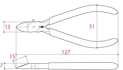 Bản vẽ kỹ thuật Kìm Cắt Mini 127mm Tsunoda MNK-125