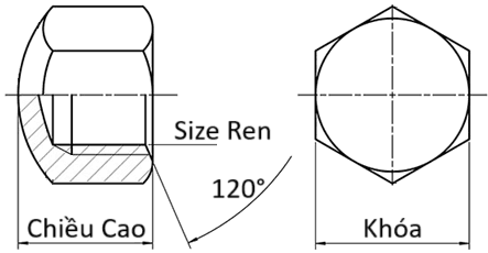 Bản vẽ kỹ thuật Tán Bầu Inox 304 DIN917 M8
