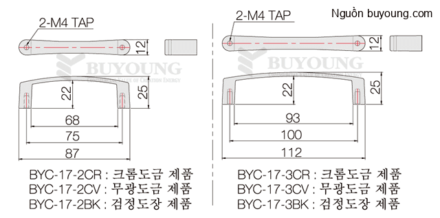 Bản vẽ kỹ thuật Tay nắm cửa dẹp đen Buyoung 25x87 BYC-17-2-BK