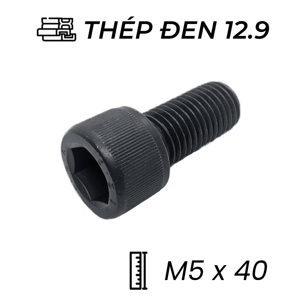 Lục Giác Chìm Đầu Trụ Thép Đen 12.9 DIN912 M5x40