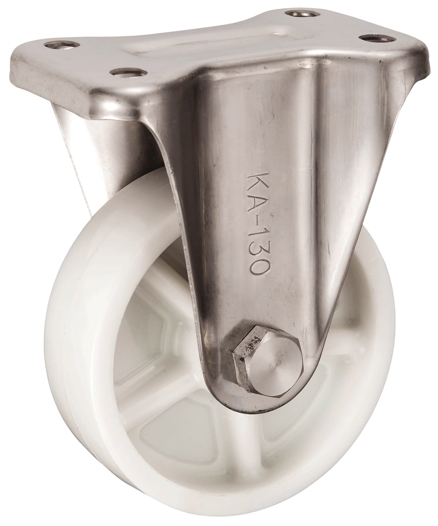 Bánh Xe Nylon Càng Inox Cố Định Không Phanh D130 UKAI PBDKA-130
