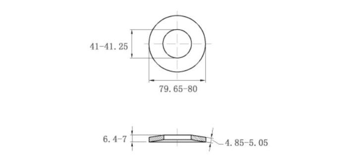 Bản vẽ kỹ thuật Lông Đền Lò Xo Đĩa Thép Đen DIN2093 M40 (41x80x5.0)