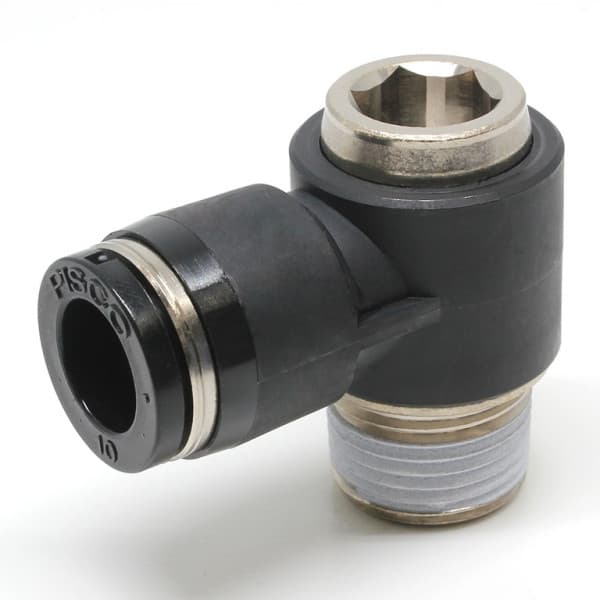 Đầu Nối Nhanh Khí Nén Dạng Cong 90° Đầu Lục Giác Chìm Ren Ngoài Pisco POL10-03