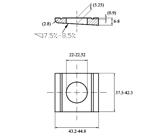 Bản vẽ kỹ thuật Lông Đền Vuông Thép Mạ Kẽm DIN434 M20