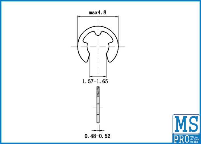 Bản vẽ kỹ thuật Phe Gài Trục Chữ E Thép DIN6799 D1.9