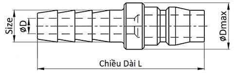 Bản vẽ kỹ thuật Khớp Nối Nhanh Bi Đực - Nối Ống NKC NL-24PH (1/2Inch) Dây Ø13