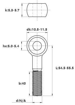 Bản vẽ kỹ thuật Bulong Mắt Inox 304 M6x55 (Lửng)