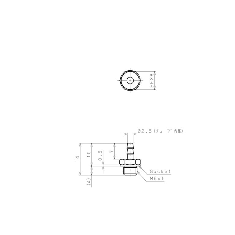 Bản vẽ kỹ thuật Đầu Ngạnh Nối Ống Dạng Thẳng Thân Lục Giác Ren Ngoài Pisco LC-0425-M6