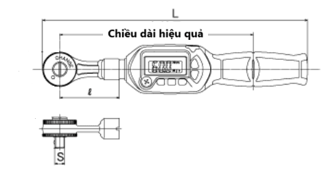 Bản vẽ kỹ thuật Cờ Lê Lực Hiển Thị Số Đầu Vặn Bánh Cóc 18 mm Top Kogyo DRH200-18BN