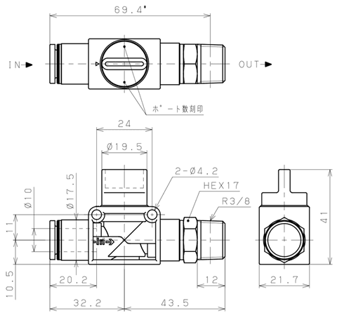 Bản vẽ kỹ thuật Van Tay Khí Nén Pisco HV10-03