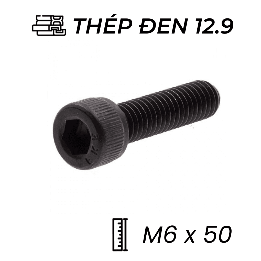 Lục Giác Chìm Đầu Trụ Thép Đen 12.9 DIN912 M6x50