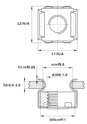 Bản vẽ kỹ thuật Tán Cài Thép Mạ Kẽm 4.6 M6