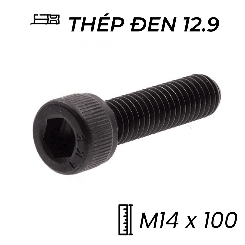 Lục Giác Chìm Đầu Trụ Thép Đen 12.9 DIN912 M14x100