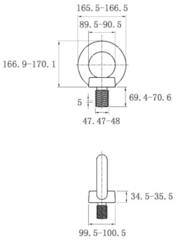 Bản vẽ kỹ thuật Bulong Vòng Thép Mạ Kẽm DIN580 M48x70
