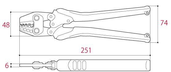 Bản vẽ kỹ thuật Kìm Bấm Cos 251mm Tsunoda TP-8P