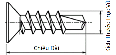 Bản vẽ kỹ thuật Vít Đuôi Cá Đầu Col Inox 410 M4.2x13 (#8-18) (100Cái/Bịch)