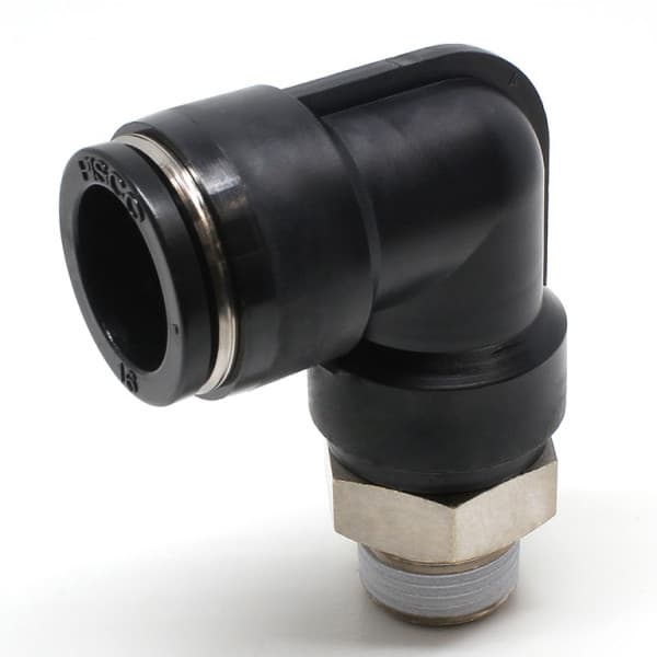 Đầu Nối Nhanh Khí Nén Cong 90° Phi 16mm Ren Ngoài R3/8 Pisco PL16-03