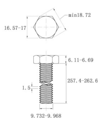 Bản vẽ kỹ thuật Bulong Inox 304 DIN933 M10x260