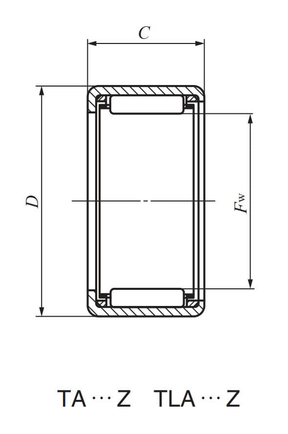Bản vẽ kỹ thuật Vòng Bi Kim Vỏ Ngoài Mỏng 55x67x40 mm IKO TA 5540 Z