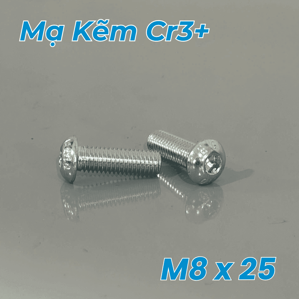 Lục Giác Chìm Mo Thép Mạ Kẽm Trắng Cr3+ 10.9 ISO7380 M8x25