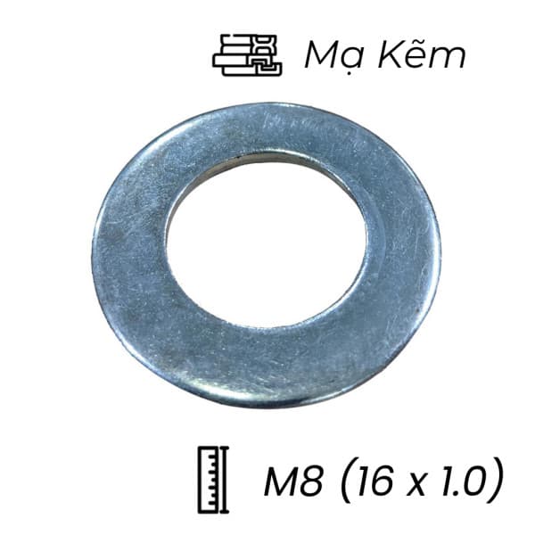 Lông Đền Phẳng Thép Mạ Kẽm M8 (16x1.0)