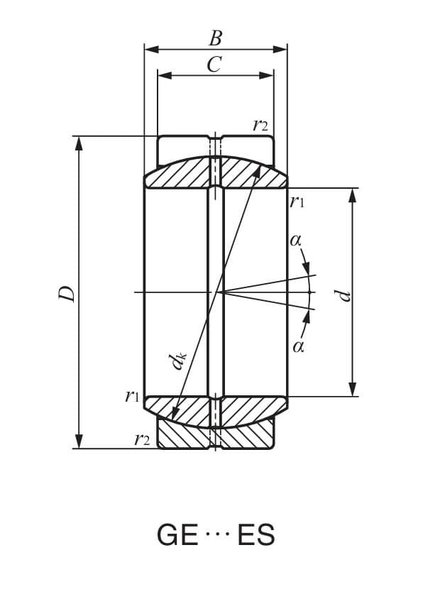 Bản vẽ kỹ thuật Vòng Bi Mắt Trâu 17x30x10 mm IKO GE17ES