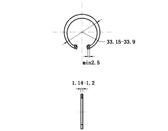 Bản vẽ kỹ thuật Phe Gài Lỗ Thép 65Mn DIN472 D31x1.2