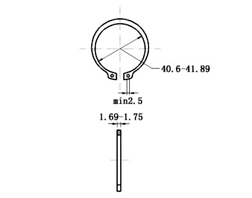 Bản vẽ kỹ thuật Phe Gài Trục Thép 65Mn DIN471 D45x1.75