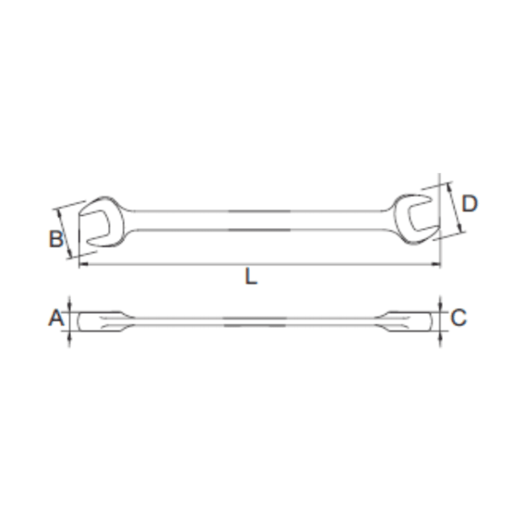 Bản vẽ kỹ thuật Cờ Lê 2 Đầu Mở 11/16×3/4 inch Sata 41105