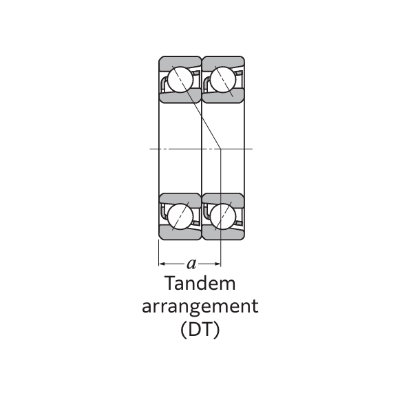 Bản vẽ kỹ thuật Vòng Bi Cầu Ghép Đôi Tiếp Xúc Góc 1 Dãy 12x28x16 mm NTN 7001DT