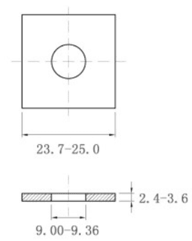 Bản vẽ kỹ thuật Lông Đền Vuông Inox 304 DIN436 M8