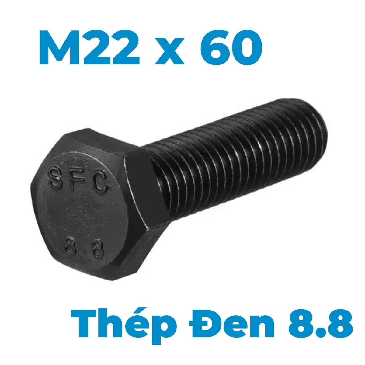Bulong Thép Đen 8.8 DIN933 M22x60