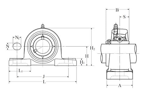 Bản vẽ kỹ thuật Vỏ Gối Đỡ L110xd35 mm NTN UP207D1